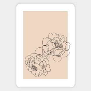 Two Peonies line drawing minimalist flower design Sticker